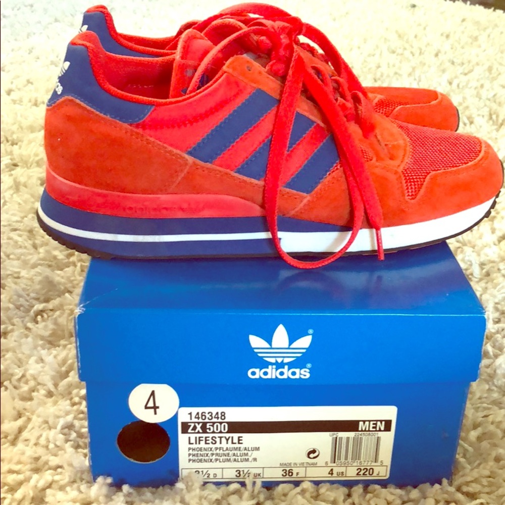 adidas Red and Blue Women's ZX 500 Sneakers